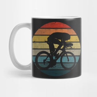 Bicyclist Silhouette On A Distressed Retro Sunset product Mug